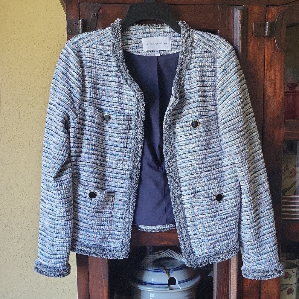 Cupcakes & Cashmere Crop Tweed Jacket Size M